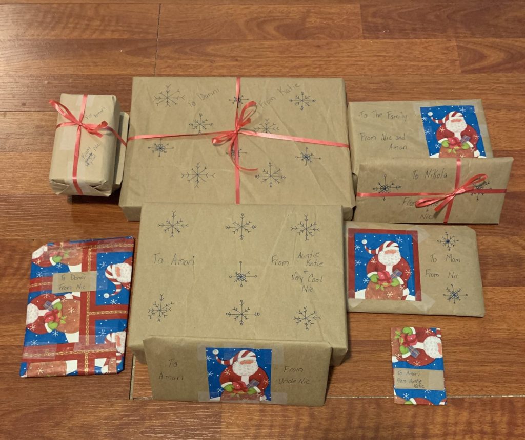 Christmas presents using recycled paper