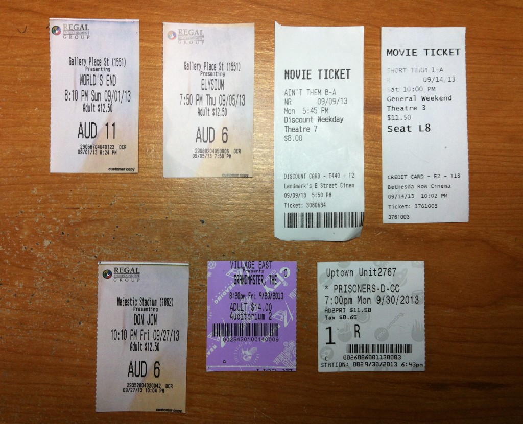 September Ticket Stubs